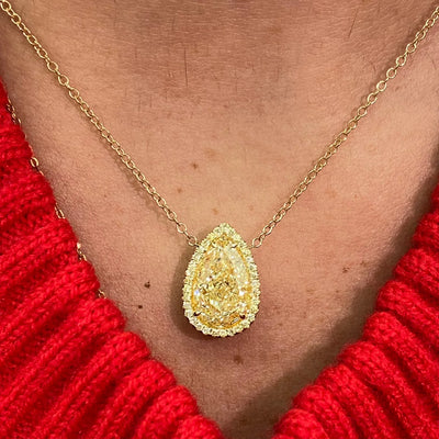 4.04ct Light Yellow Pear VS2 GIA Pendant