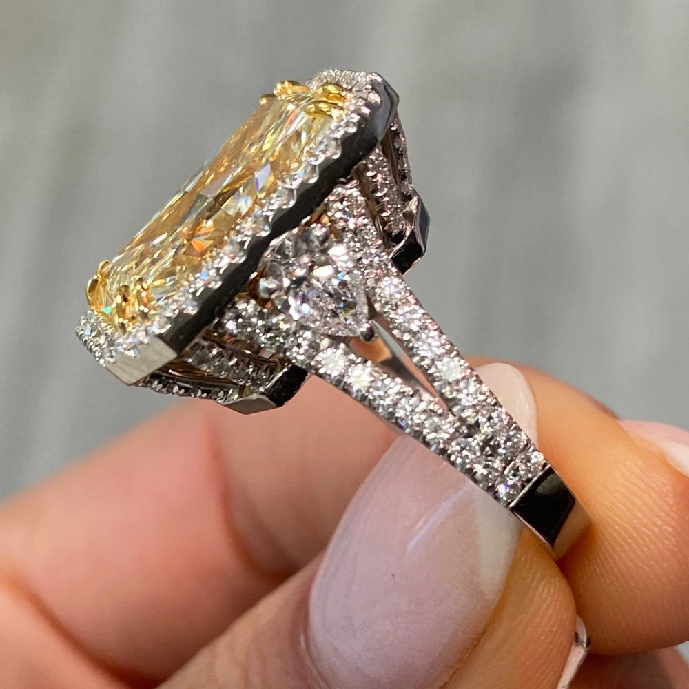 10.03ct Light Yellow Elongated Radiant Diamond VS2 GIA