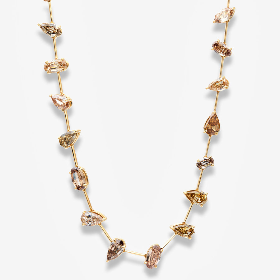 28.59ctw Champagne Diamond Organized Chaos Mix Shape Necklace