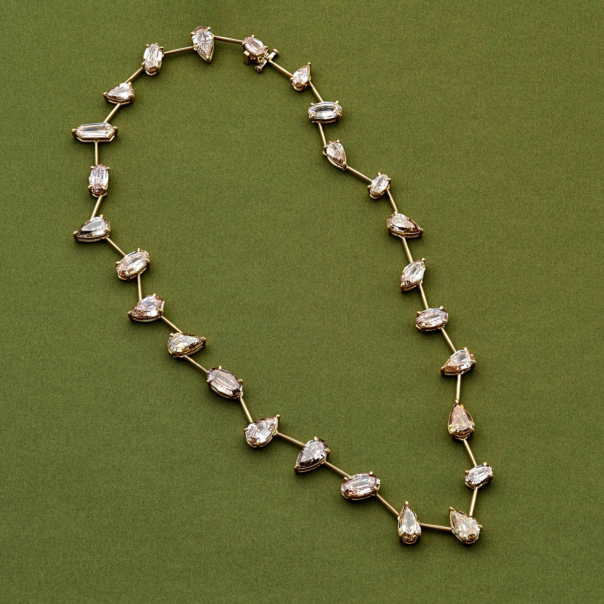 28.59ctw Champagne Diamond Organized Chaos Mix Shape Necklace
