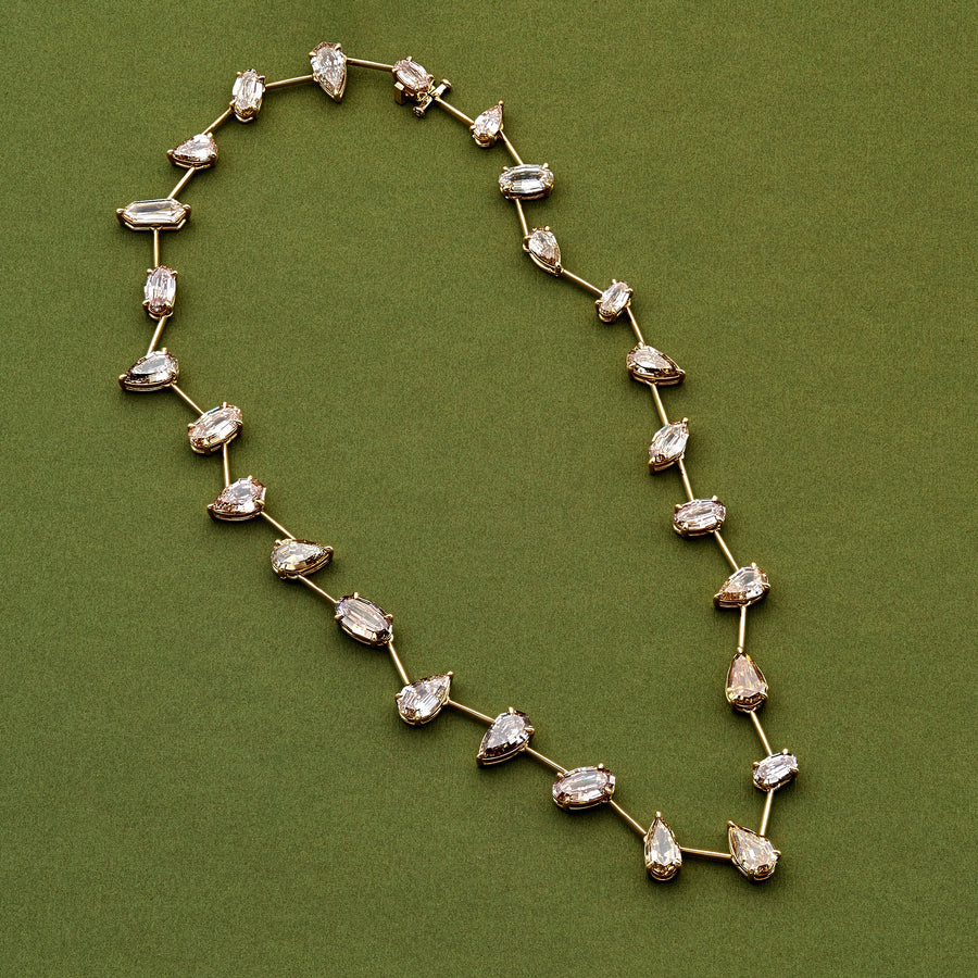 28.59ctw Champagne Diamond Organized Chaos Mix Shape Necklace
