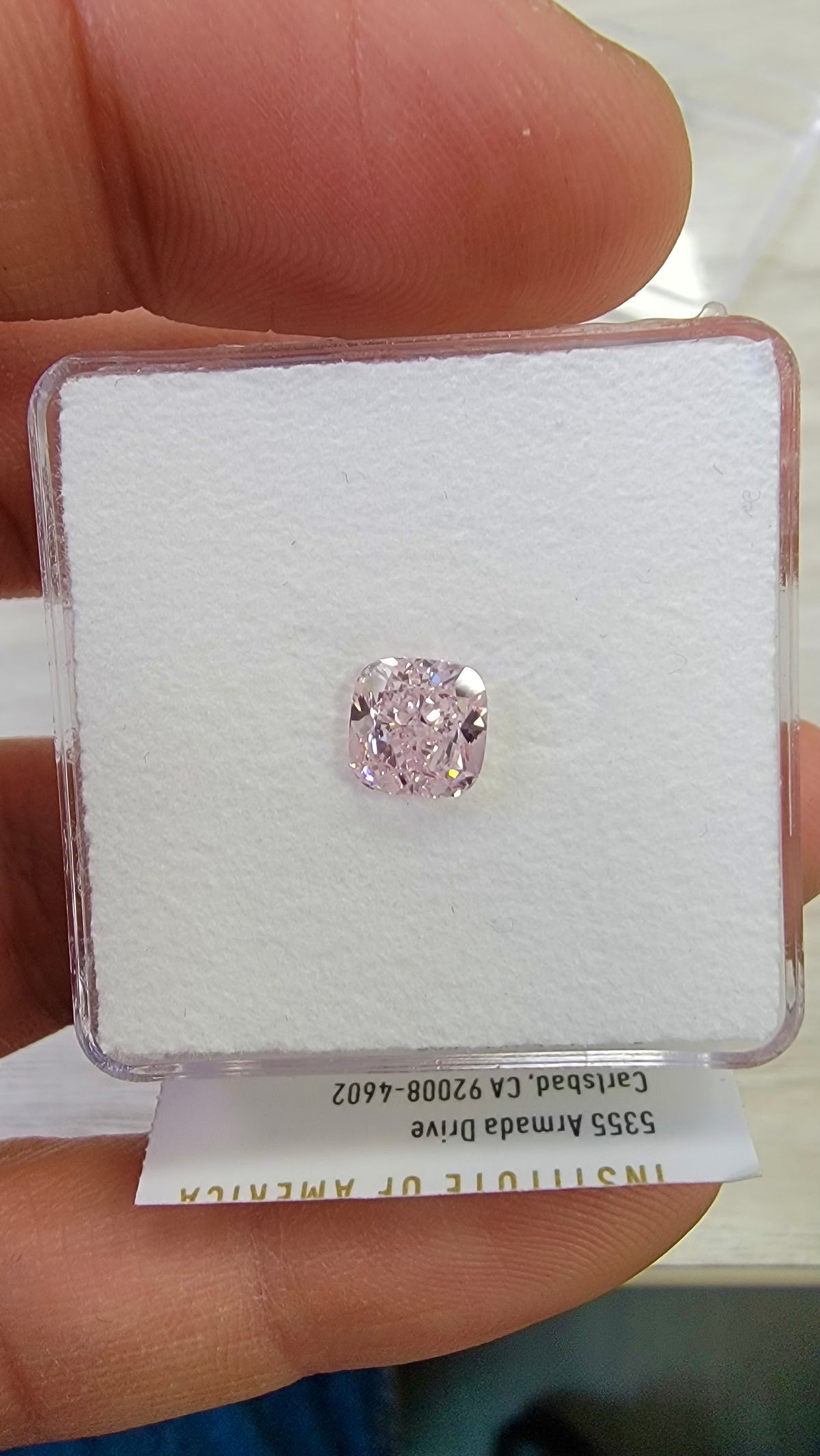 1.70ct Fancy Purplish Pink Cushion Diamond VS2 GIA