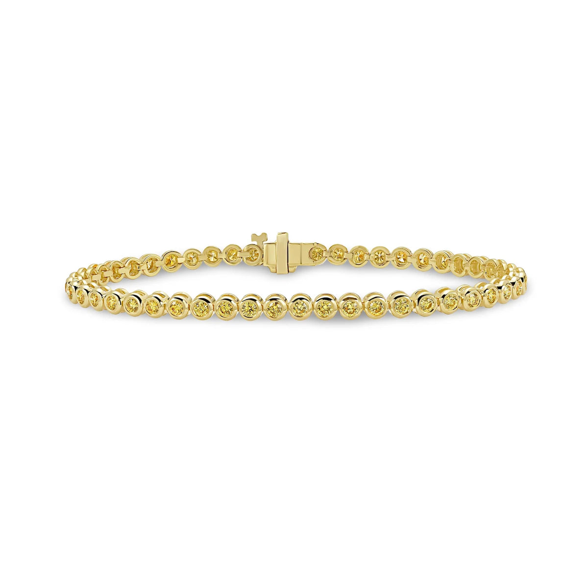 2.40ctw Fancy Intense Yellow Round Diamond Bezel Set Tennis Bracelet