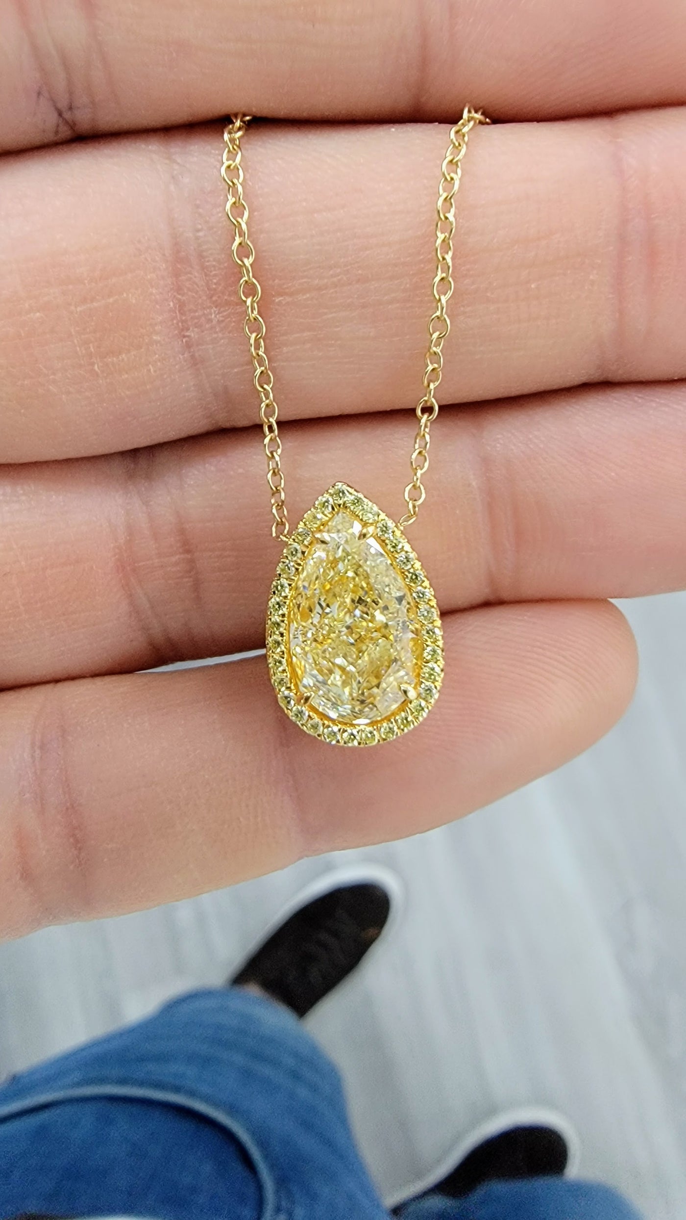 4.04ct Light Yellow Pear VS2 GIA Pendant