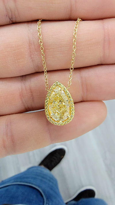 4.04ct Light Yellow Pear VS2 GIA Pendant