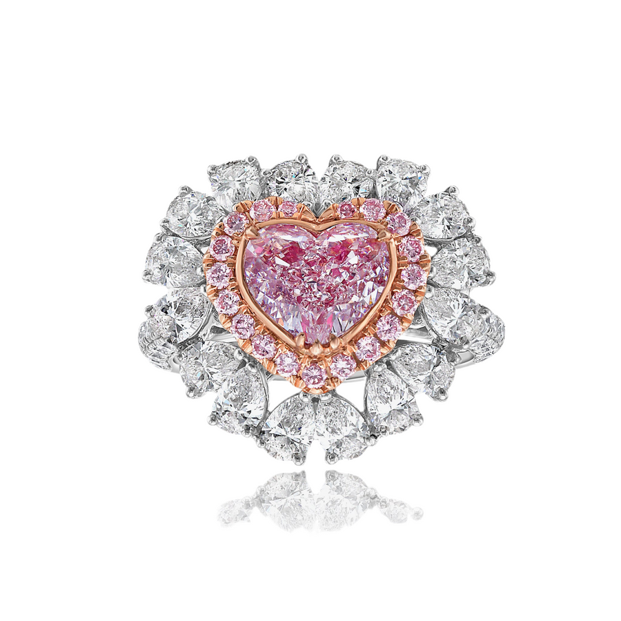 1.89ct Light Pink Heart Diamond Cocktail Ring SI1 GIA