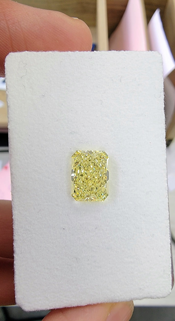 4.11ct Fancy Yellow Elongated Radiant Diamond VS1 GIA