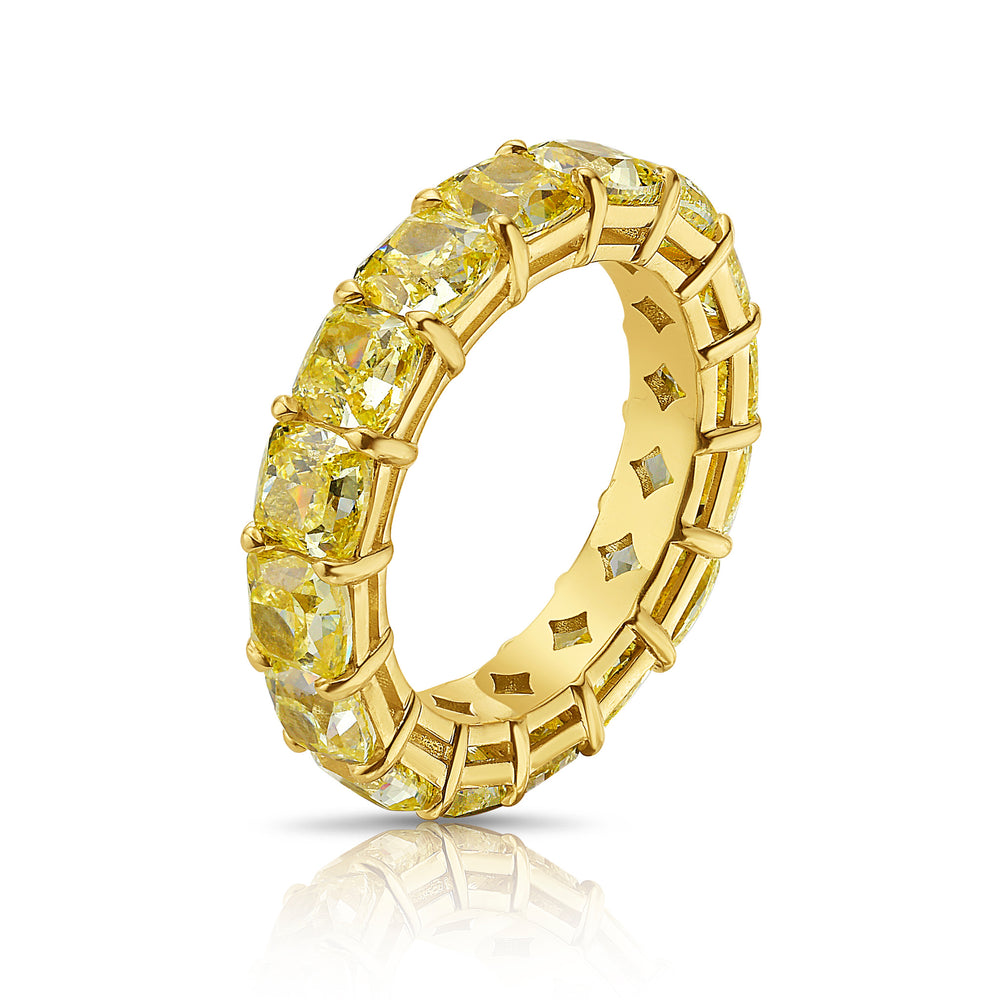 Fancy Yellow Cushion-Cut Diamond Eternity Band