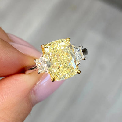 4.20ct Fancy Yellow Elongated Cushion VS2 GIA