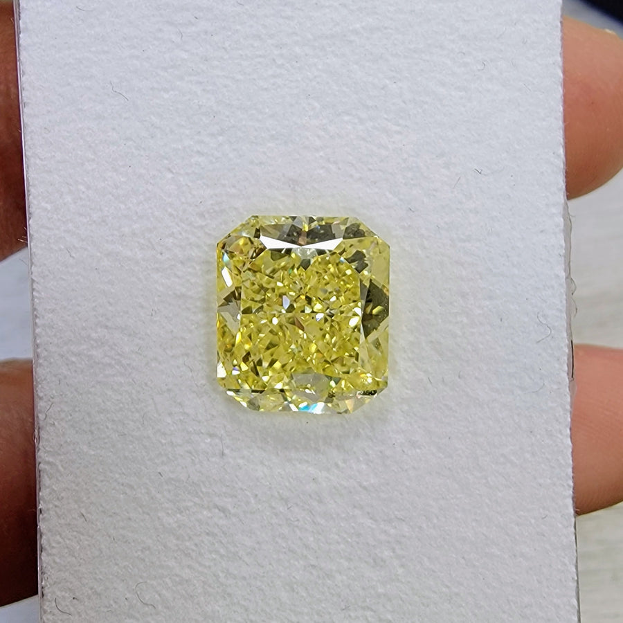8.11ct Fancy Intense Yellow Radiant Diamond VS2 GIA
