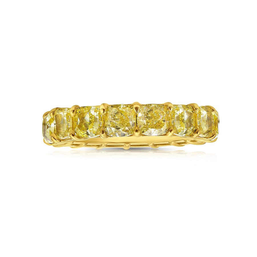Fancy Yellow Cushion-Cut Diamond Eternity Band