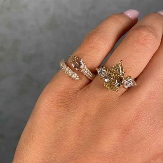 4.02ct Fancy Brownish Yellow Pear Step Cut VS1 GIA Ring