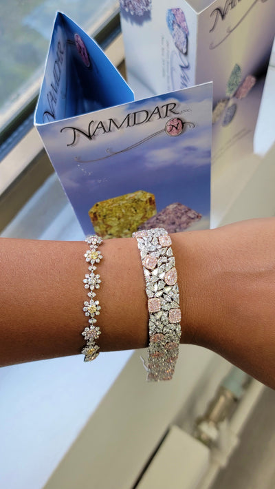 Pink & White Diamond Carpet Bracelet