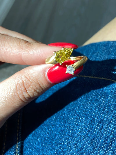 Vivid Yellow Diamond Spiral Ring