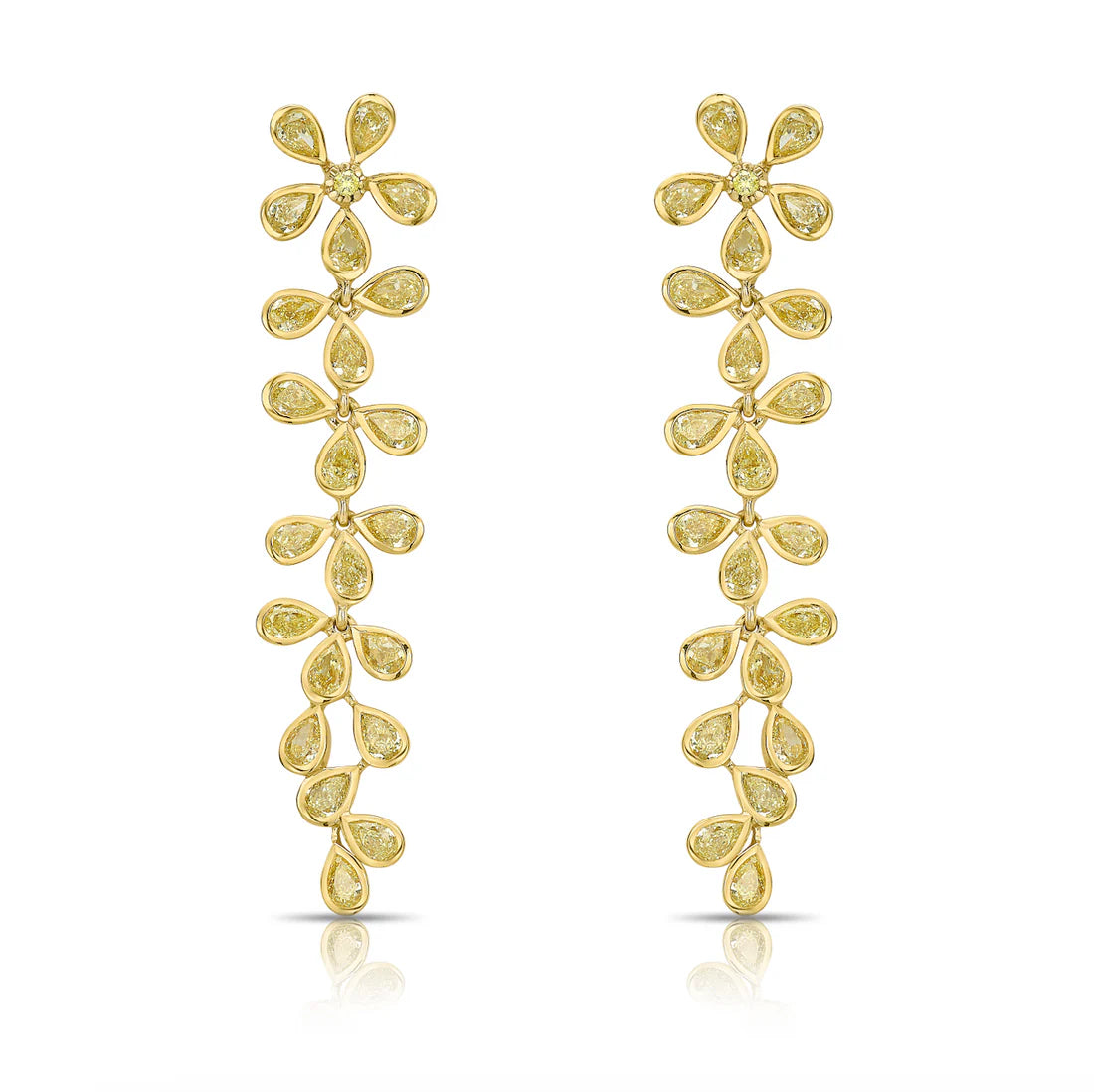 5.75ctw Fancy Yellow Diamond Floral Drop Earrings