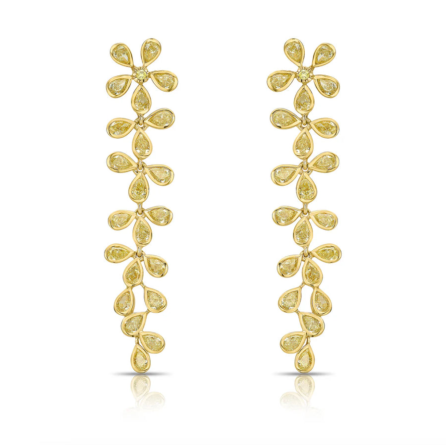 5.75ctw Fancy Yellow Diamond Floral Drop Earrings