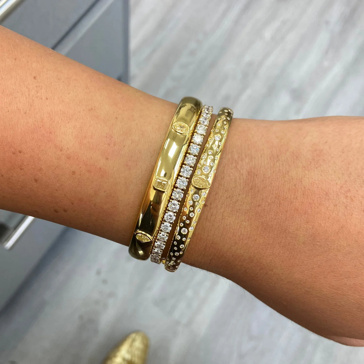 0.28ct Yellow Pear Diamond Domed Pave Bangle