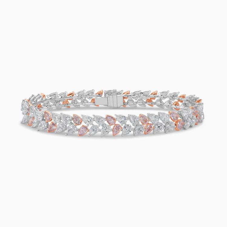 10.28ctw Fancy Pink Diamond & White Diamond Pear Shape Double Row Bracelet