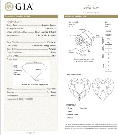 1.10ct Fancy Vivid Orange-Yellow Heart VS GIA Ring