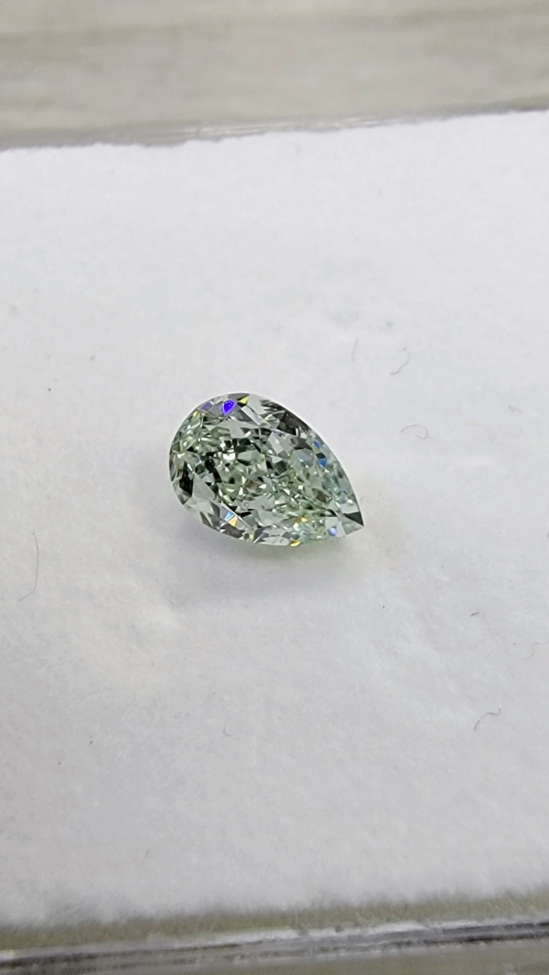 0.78ct Fancy Light Green Pear VS1 Diamond GIA