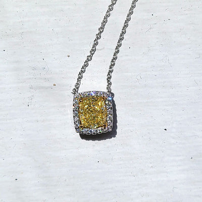 2.00ct Fancy Light Yellow Cushion VS2 GIA Pendant