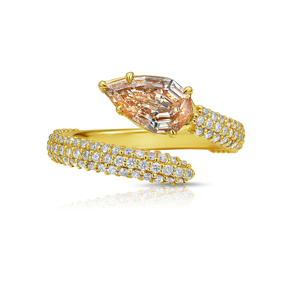 1.18ct Champagne Diamond Pavé Spiral Pinky Ring