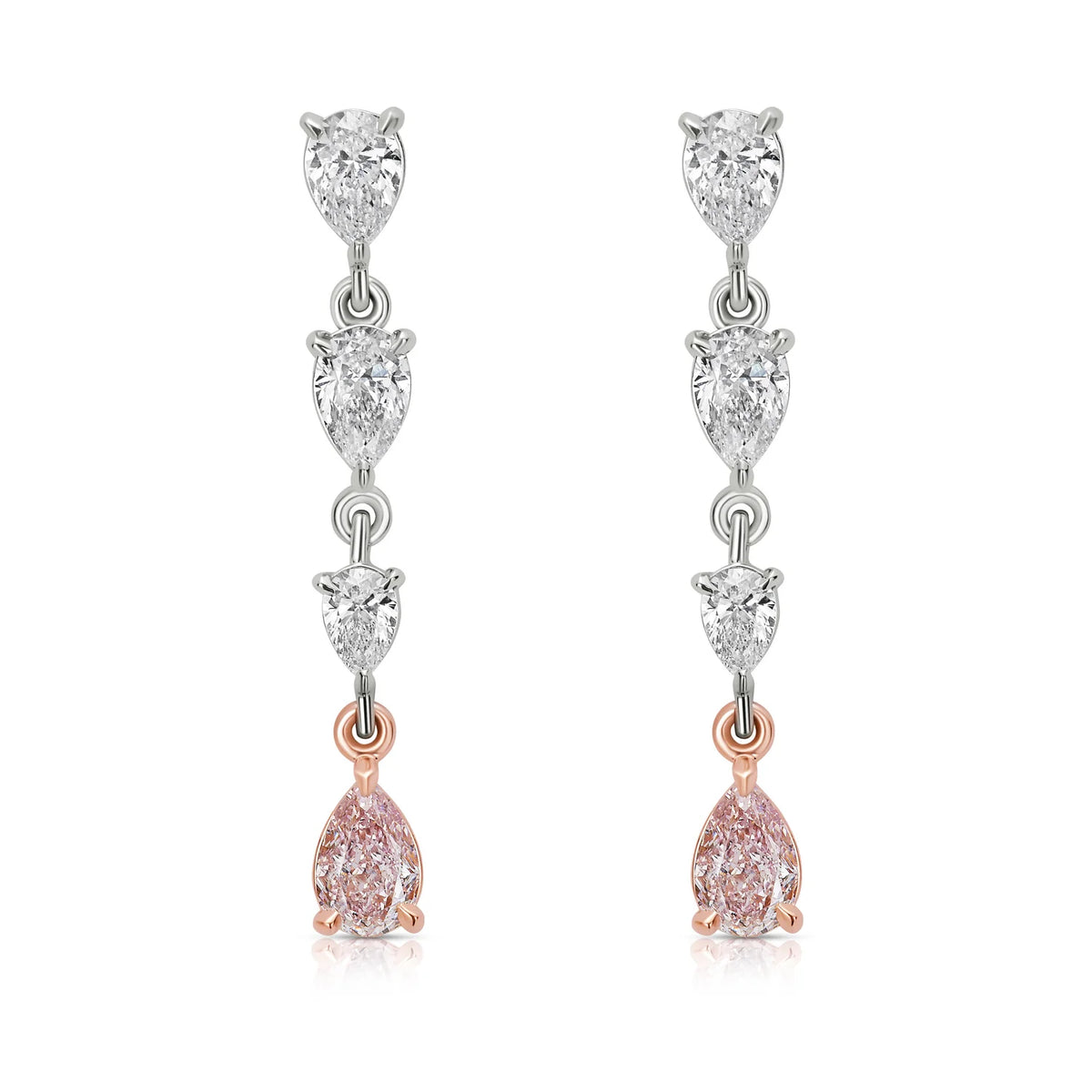 2.02ct Pink Pear Diamond Drop Earrings GIA