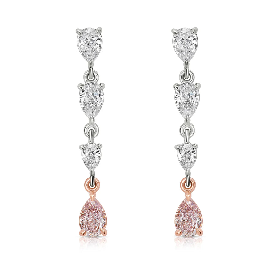 2.02ct Pink Pear Diamond Drop Earrings GIA