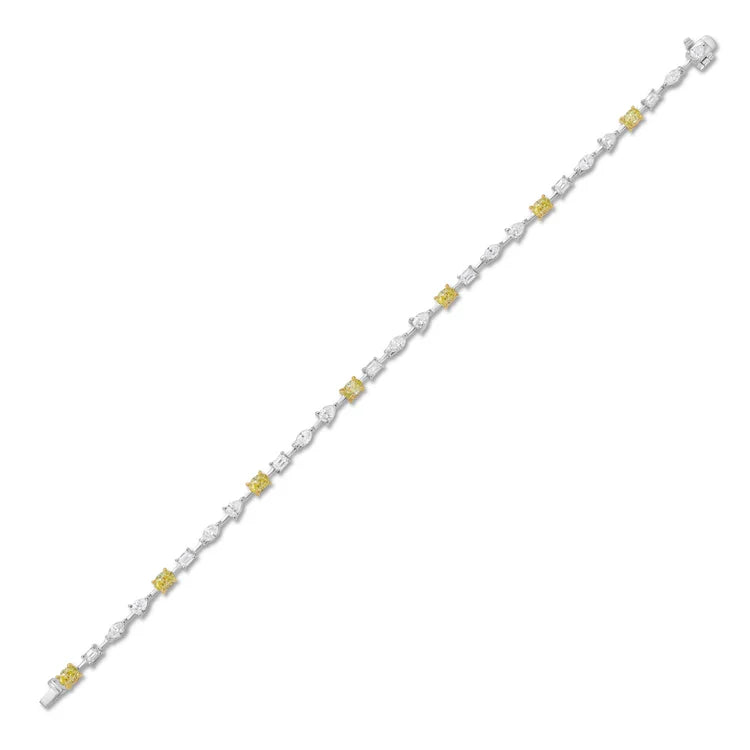 3.38ctw Yellow Diamond and White Diamond Mixed Shape Bracelet