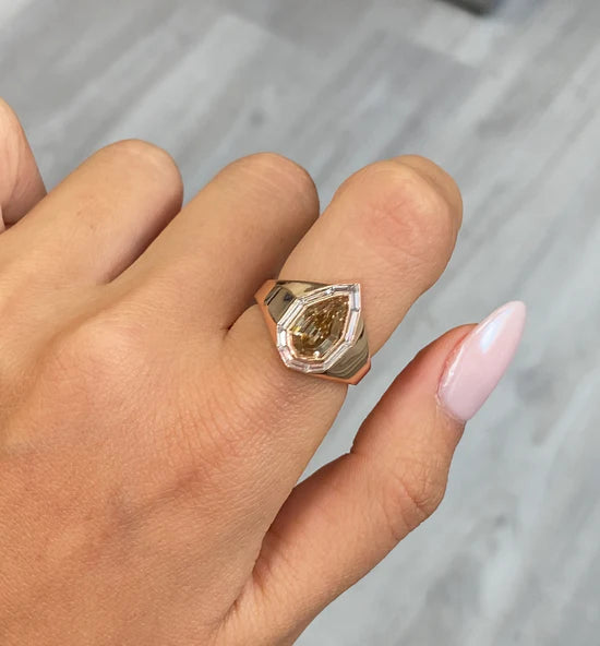 Bezel Set Champagne Diamond Ring