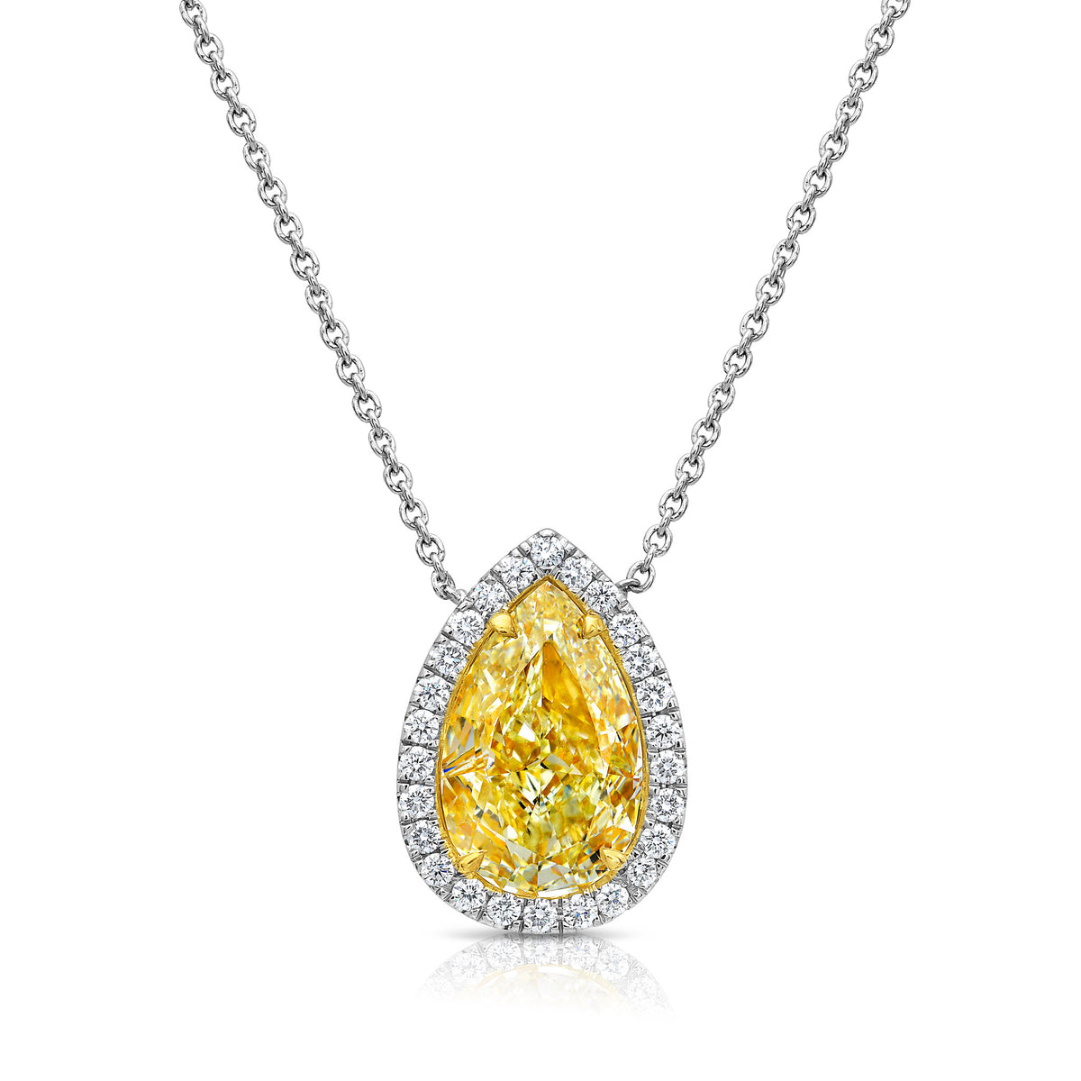 2.02ct Fancy Yellow Pear Diamond Pendant SI1 GIA