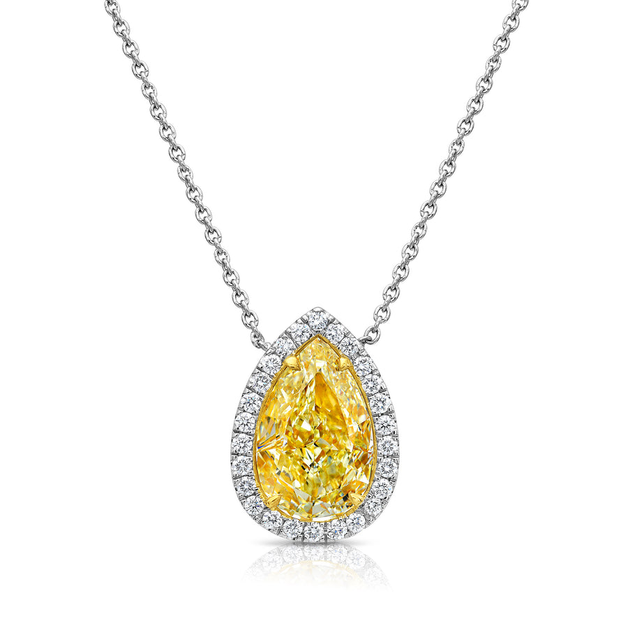 2.02ct Fancy Yellow Pear Diamond Pendant SI1 GIA