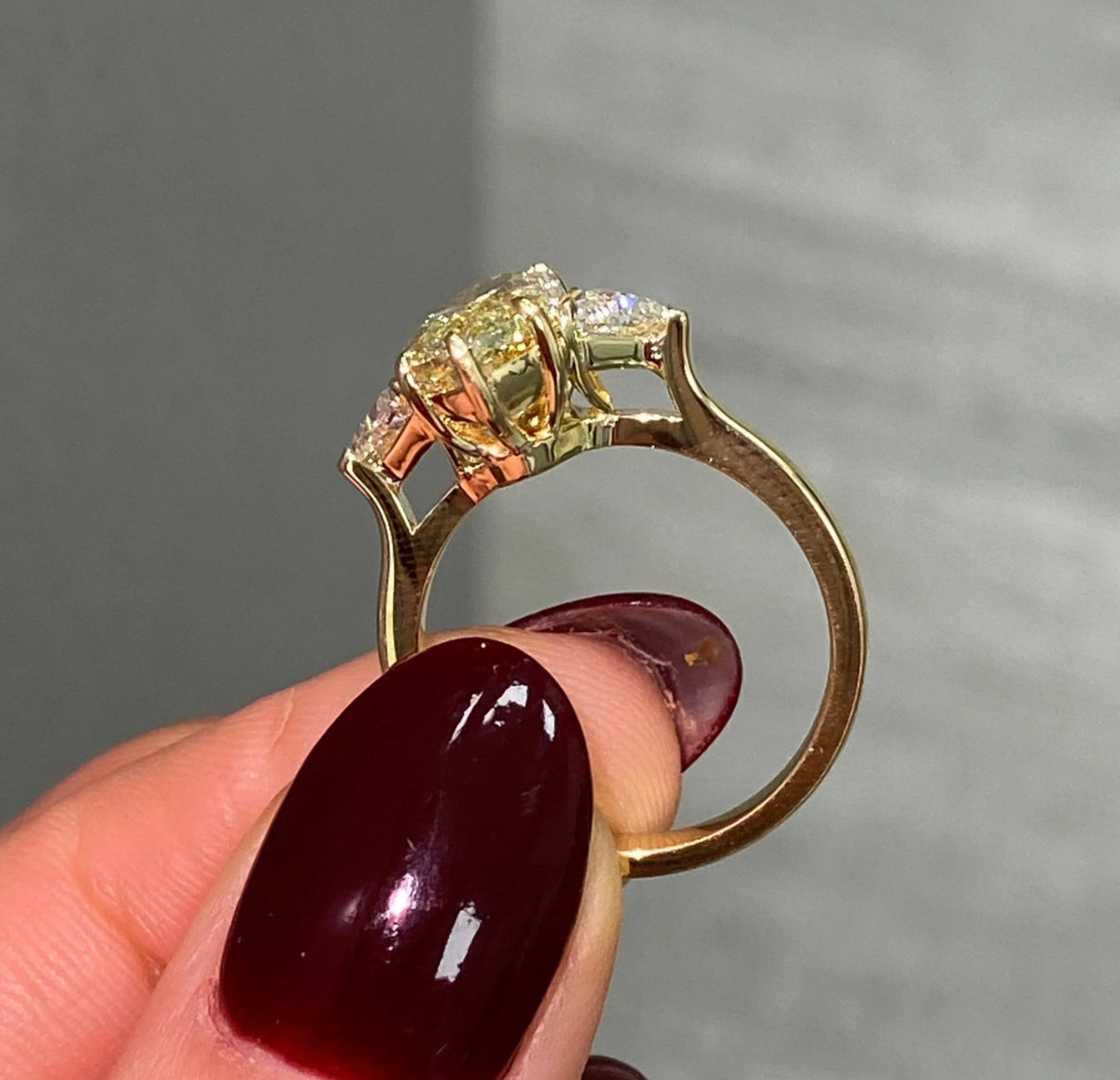 3.34ct Light Yellow Marquise Diamond Ring VS2 GIA