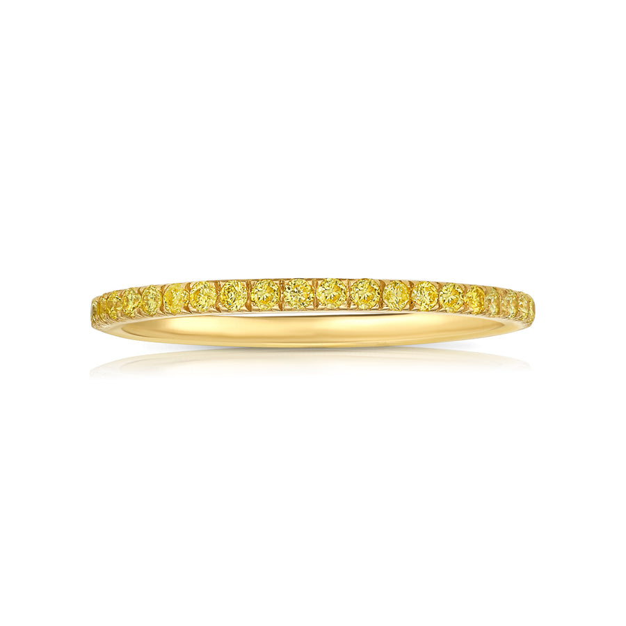 0.42ctw Fancy Yellow Round Diamond 3/4 Way Around Band