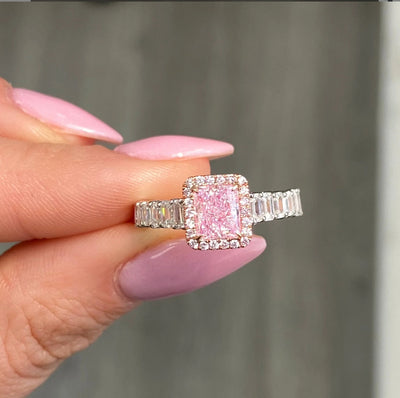 1.09ct Light Pink Elongated Radiant VS2 GIA Ring