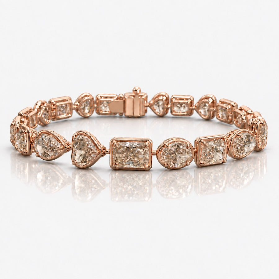 21.68ctw Mixed Shape Champagne Diamond Bracelet