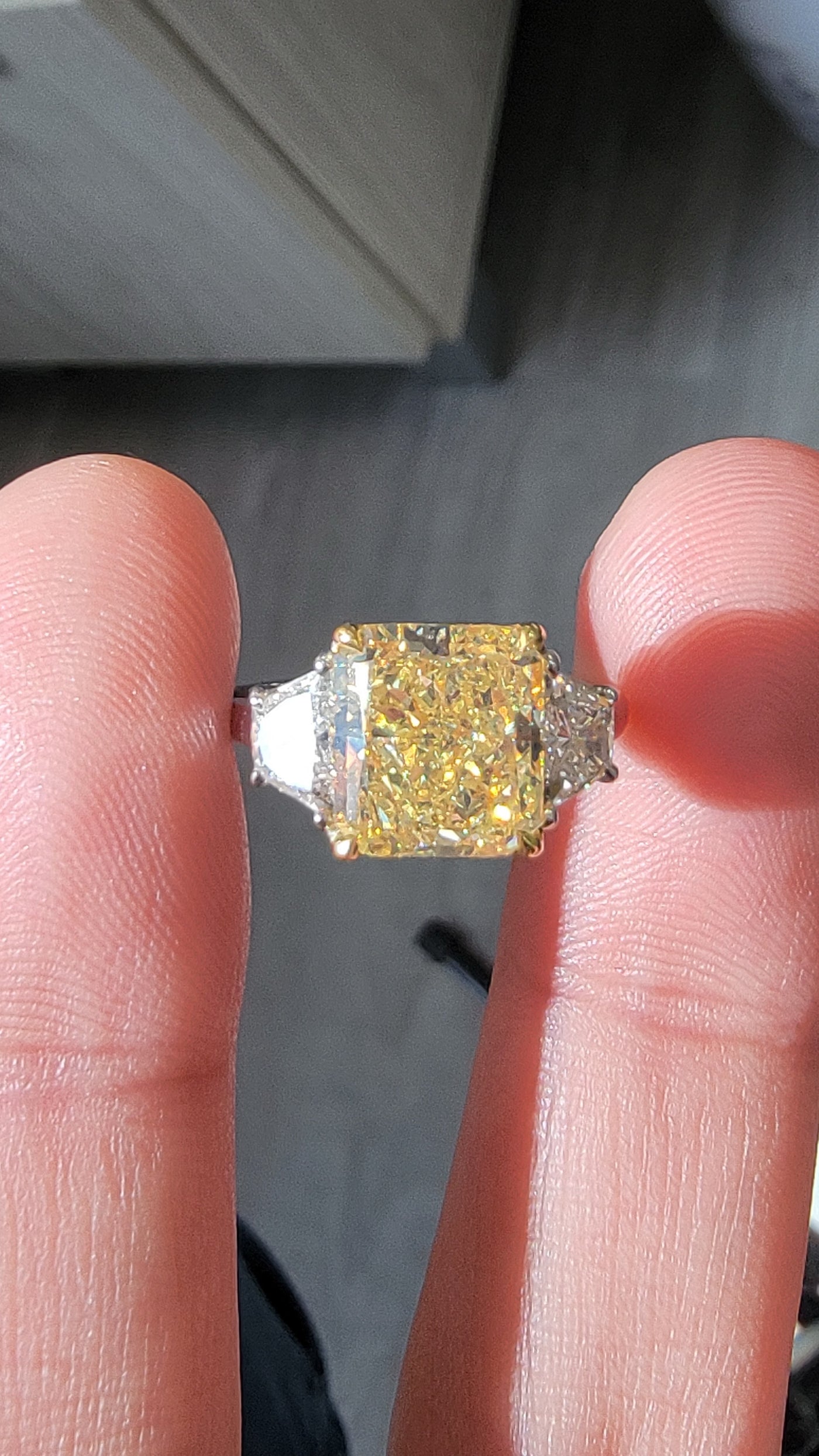 3.87ct Fancy Yellow Radiant VVS2 GIA Ring