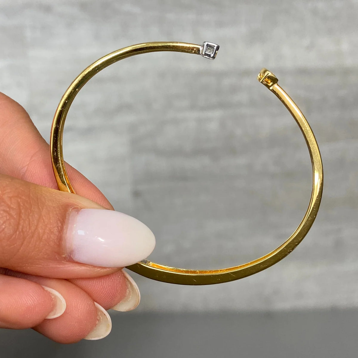 0.39ctw Two-Stone Yellow Diamond and White Diamond Bezel Set Bangle