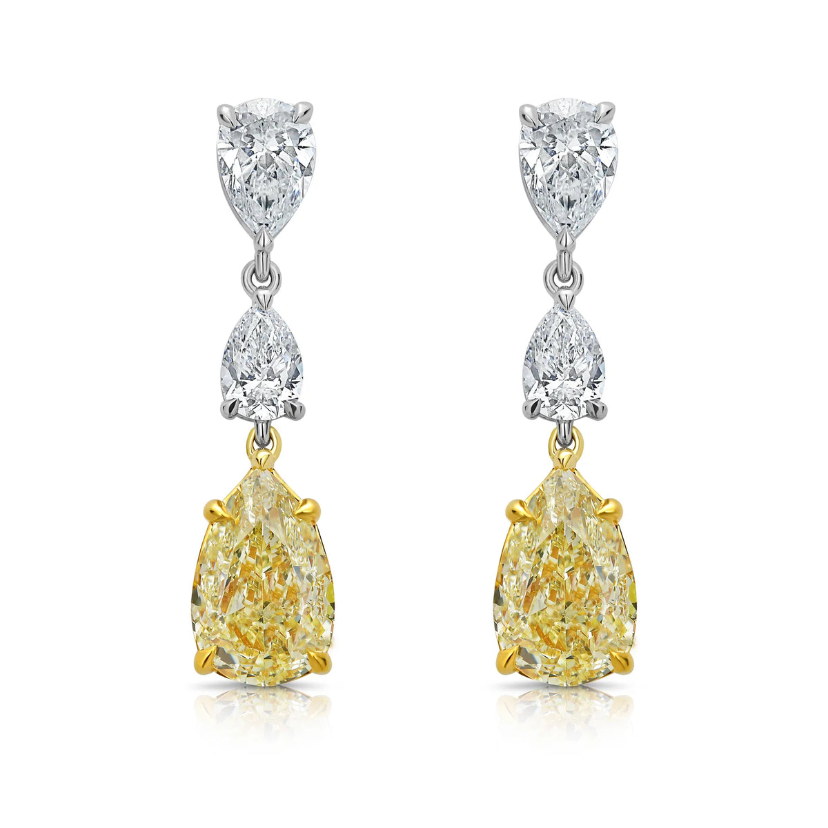 5.63ctw Yellow Pear Diamond Drop Earrings VS GIA