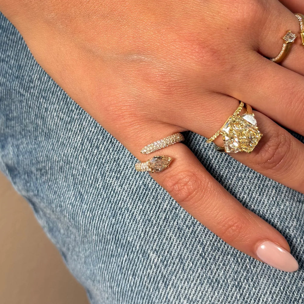 1.18ct Champagne Diamond Pavé Spiral Pinky Ring