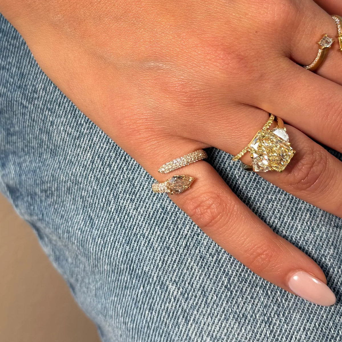 1.18ct Champagne Diamond Pavé Spiral Pinky Ring