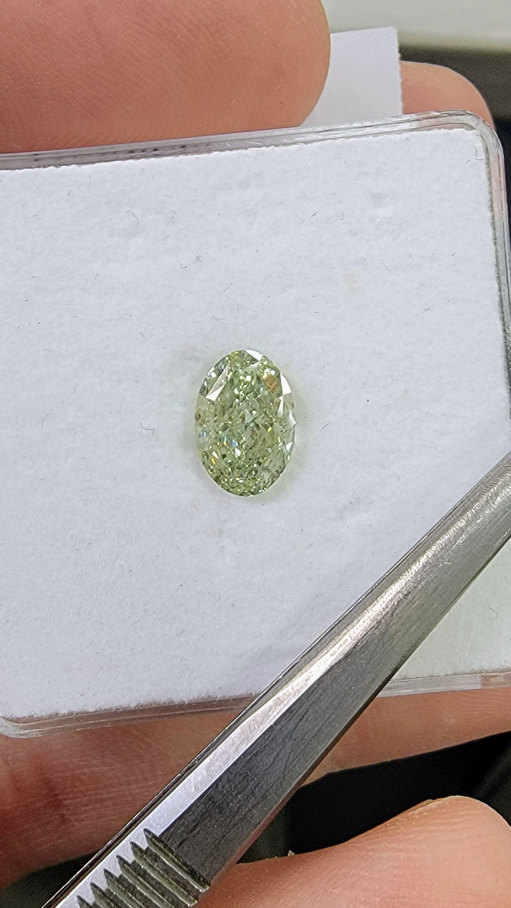 1.75ct Fancy Grayish Yellowish Green Oval Diamond SI2 GIA