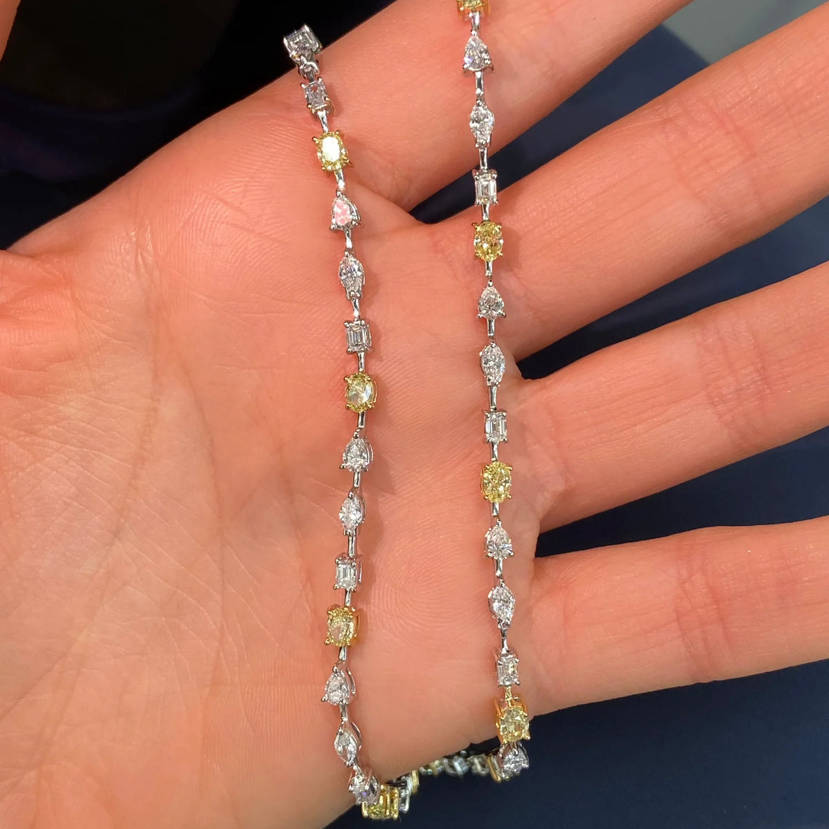 3.38ctw Yellow Diamond and White Diamond Mixed Shape Bracelet