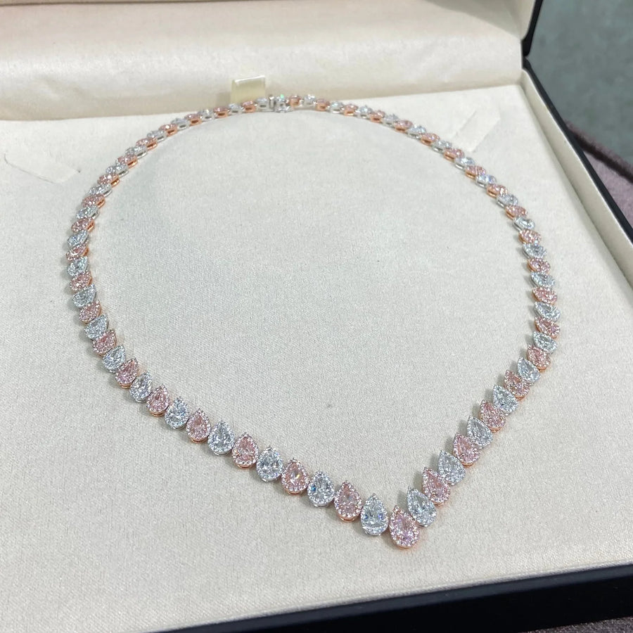 17.23ctw. Pink Diamond & White Diamond Riviera Necklace