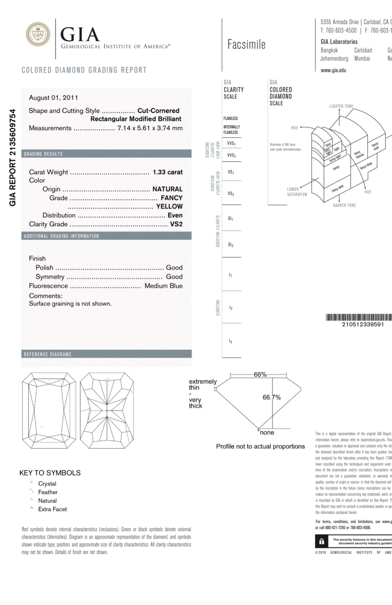 1.33ct Fancy Yellow Elongated Radiant VS2 GIA