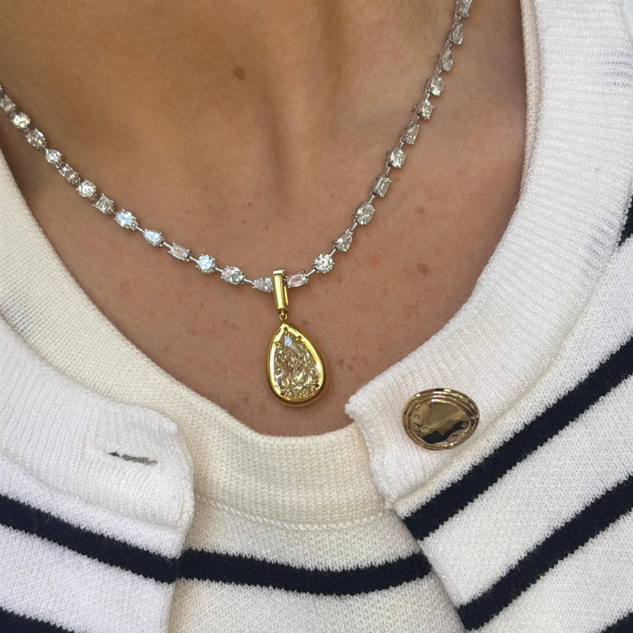 5.50ct Yellow Pear Diamond Detachable Bezel Pendant