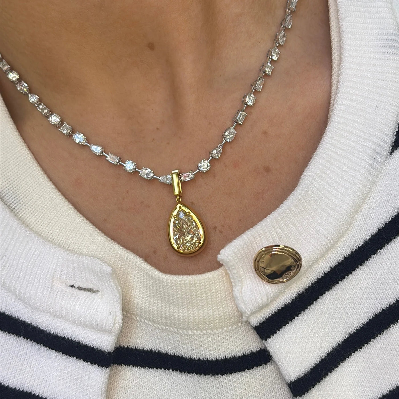 5.50ct Yellow Pear Detachable Bezel Pendant