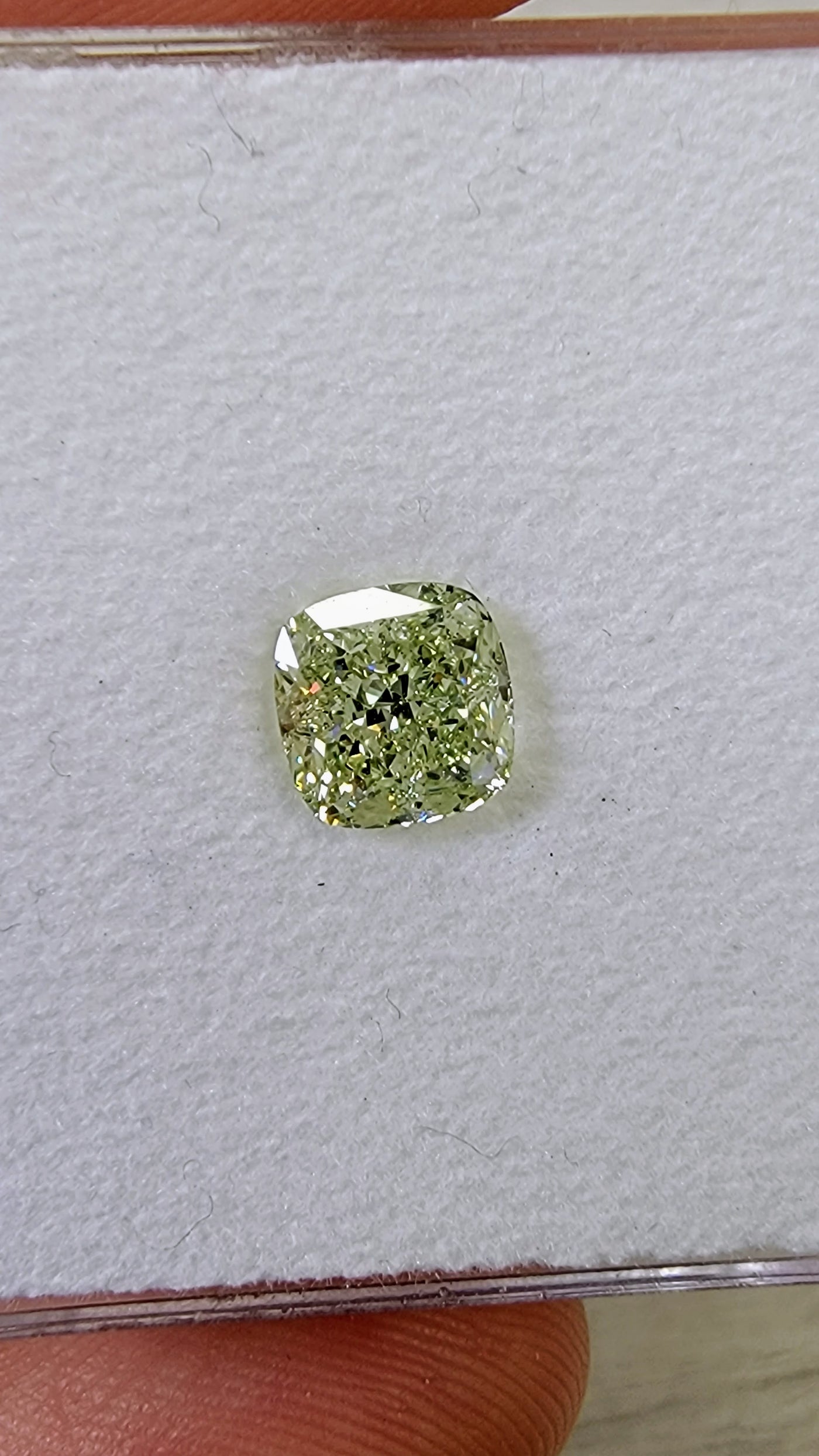 1.54ct Fancy Grayish Yellowish Green Cushion VS2 GIA
