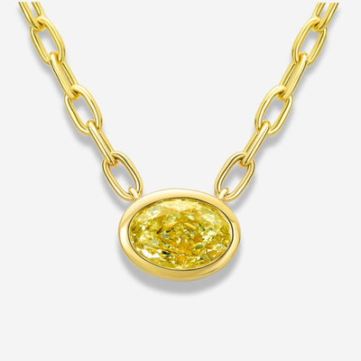 2ct Light Yellow Oval Bezel East West Pendant