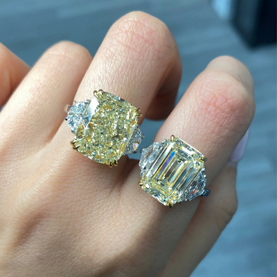 10.16ct Light Yellow Elongated Cushion VS2 GIA Ring